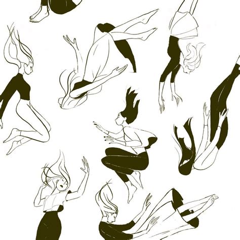 falling drawing reference|floating character poses drawing.